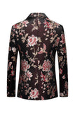 Svart blomst jacquard hakket lapel menn blazer