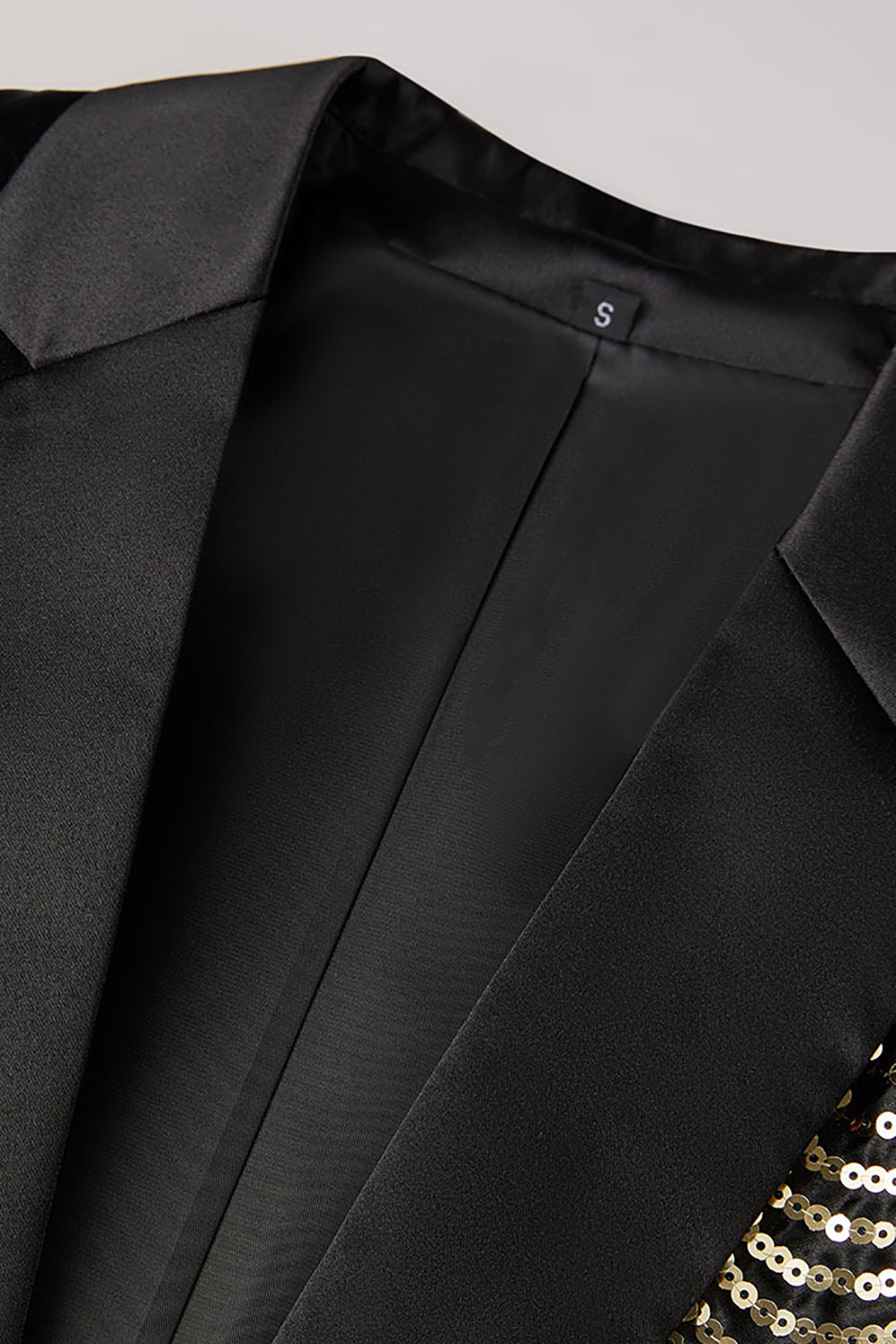 Glitrende svart og gyldne paljetter Lappeteppe menn Blazer