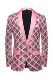 Sjal Lapel En knapp Rød paljetter Prom Blazer for menn