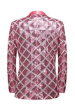 Sjal Lapel En knapp Rød paljetter Prom Blazer for menn