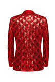 Sjal Lapel En knapp Rød paljetter Prom Blazer for menn