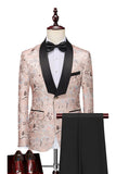 Lys Khaki Jacquard Shawl Lapel 2 Piece Menns Prom Drakter