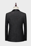 Royal Blue Shawl Lapel Jacquard 2 stykker Menn Drakter