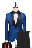 Royal Blue Shawl Lapel Jacquard 2 stykker Menn Drakter