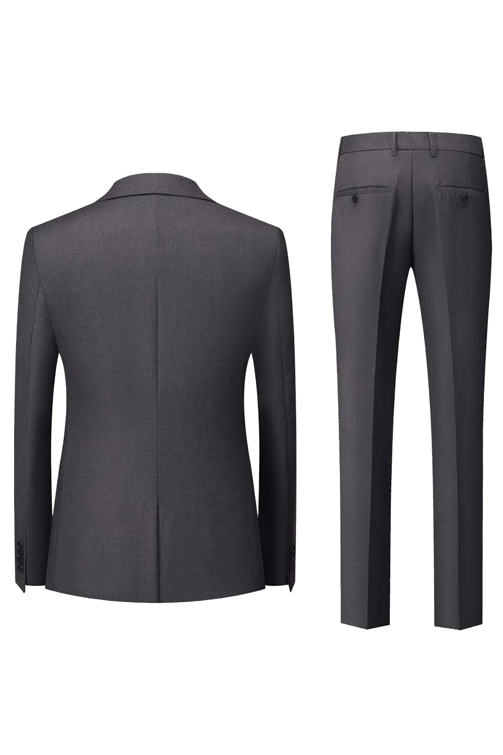 Svart grå 3 stykke peak lapel en knapp herredrakter