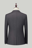 Svart grå 3 stykke peak lapel en knapp herredrakter