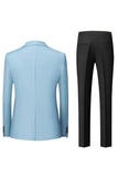 Svart grå 3 stykke peak lapel en knapp herredrakter