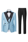 Svart grå 3 stykke peak lapel en knapp herredrakter