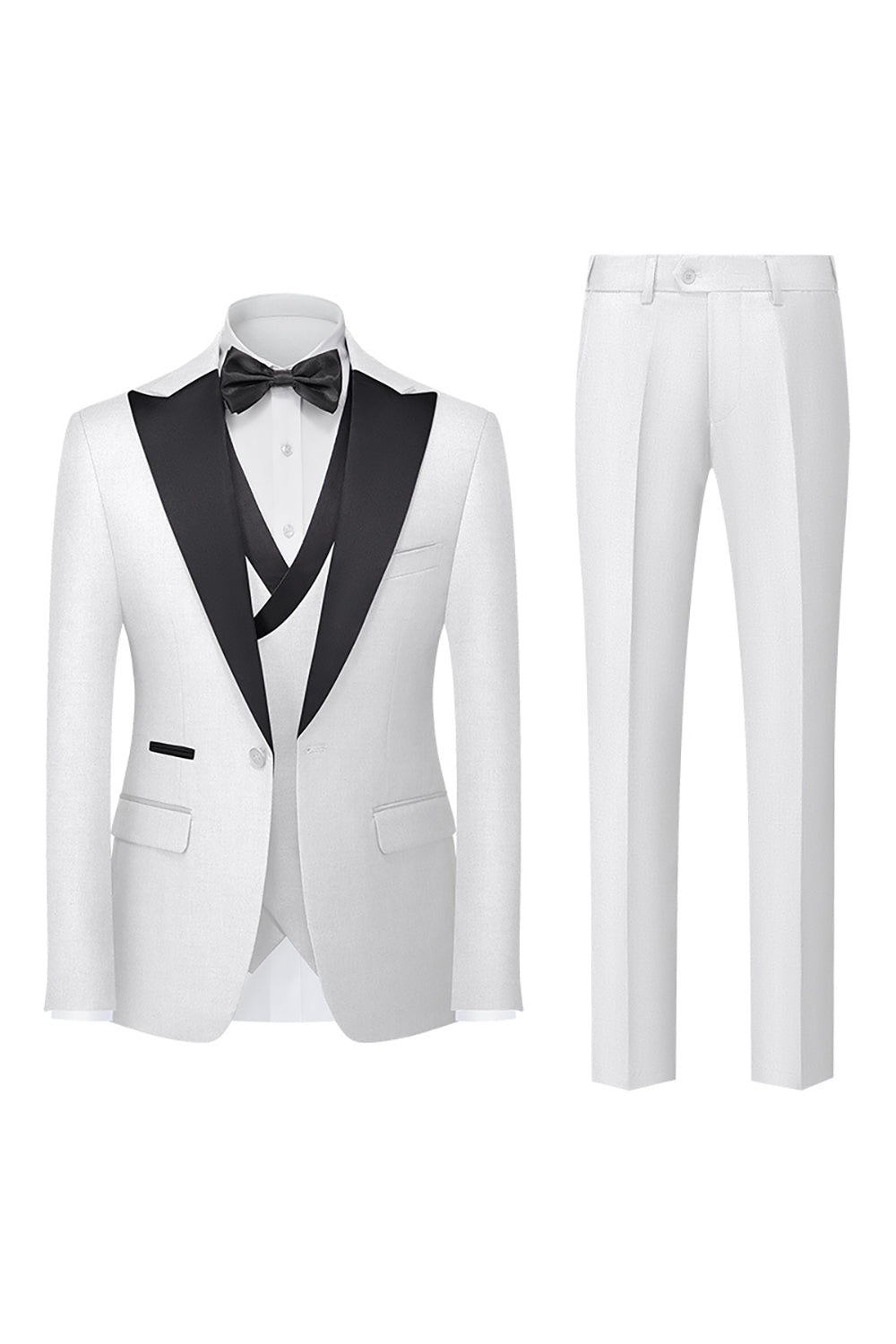 Svart grå 3 stykke peak lapel en knapp herredrakter