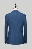 Navy Pinstriped Peak Lapel 3 Piece menns formelle dresser