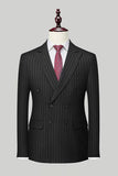 Black Peak Lapel 3 Piece Menn Suits