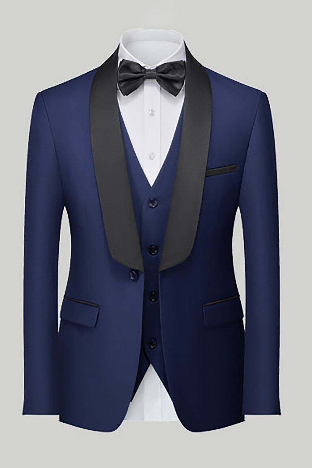 Royal Blue 3 Piece Shawl Lapel Menns Prom Suits