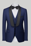 Royal Blue 3 Piece Shawl Lapel Menns Prom Suits