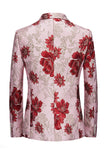 Rosa blomst Jacquard hakket jakke menn blazer