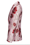 Rosa blomst Jacquard hakket jakke menn blazer