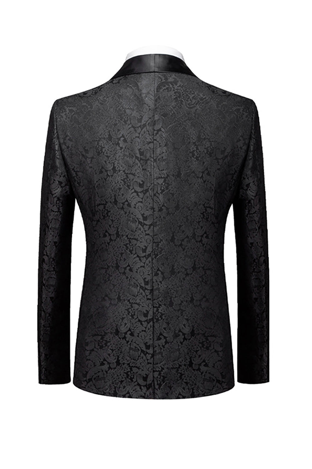 Svart 3 Piece Jacquard Shawl Lapel Menns Prom Suits