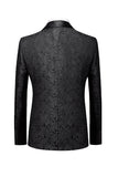 Svart 3 Piece Jacquard Shawl Lapel Menns Prom Suits