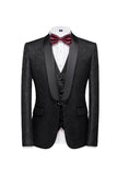 Svart 3 Piece Jacquard Shawl Lapel Menns Prom Suits