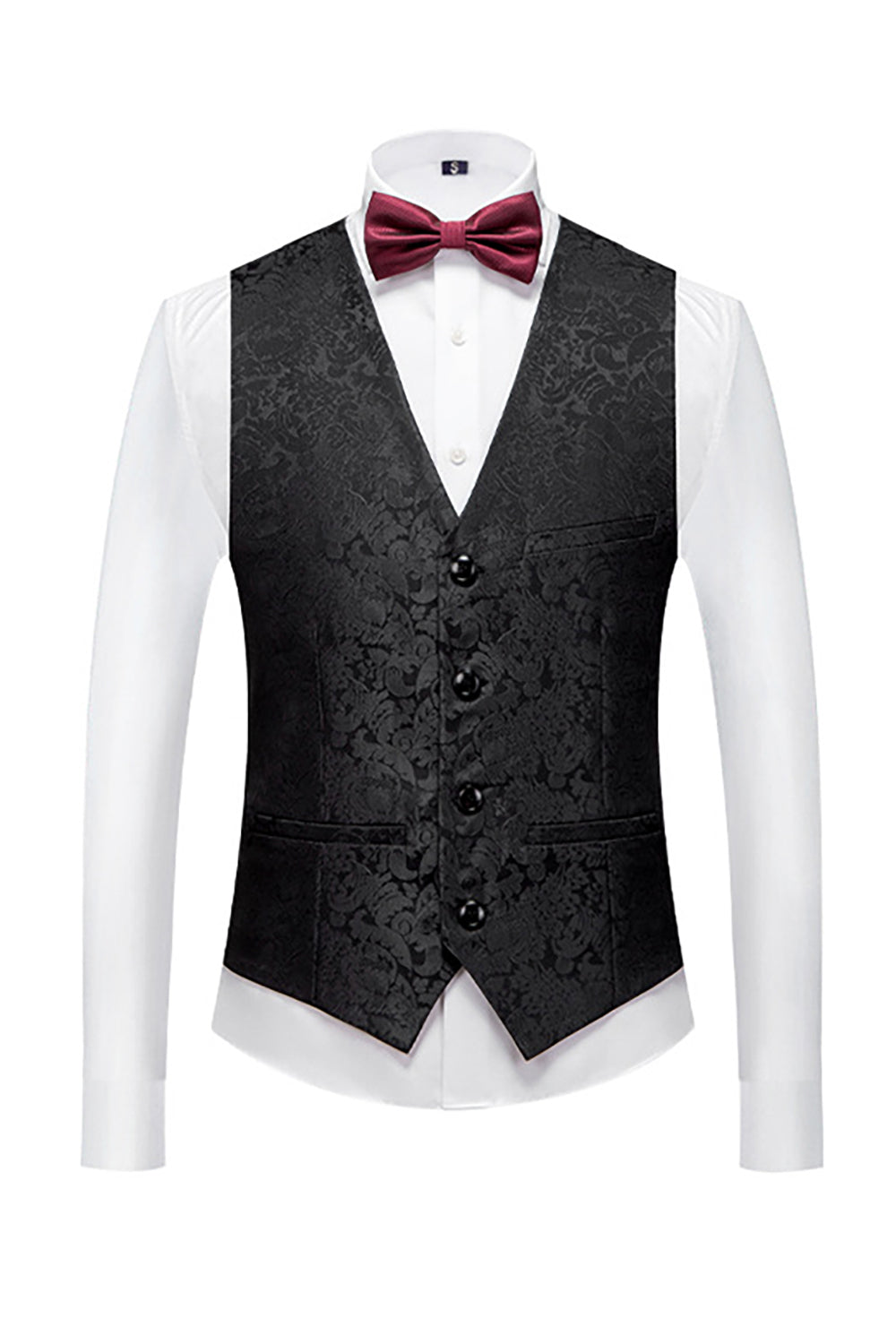 Svart 3 Piece Jacquard Shawl Lapel Menns Prom Suits