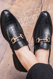 svart slip-on skinn munk menns sko