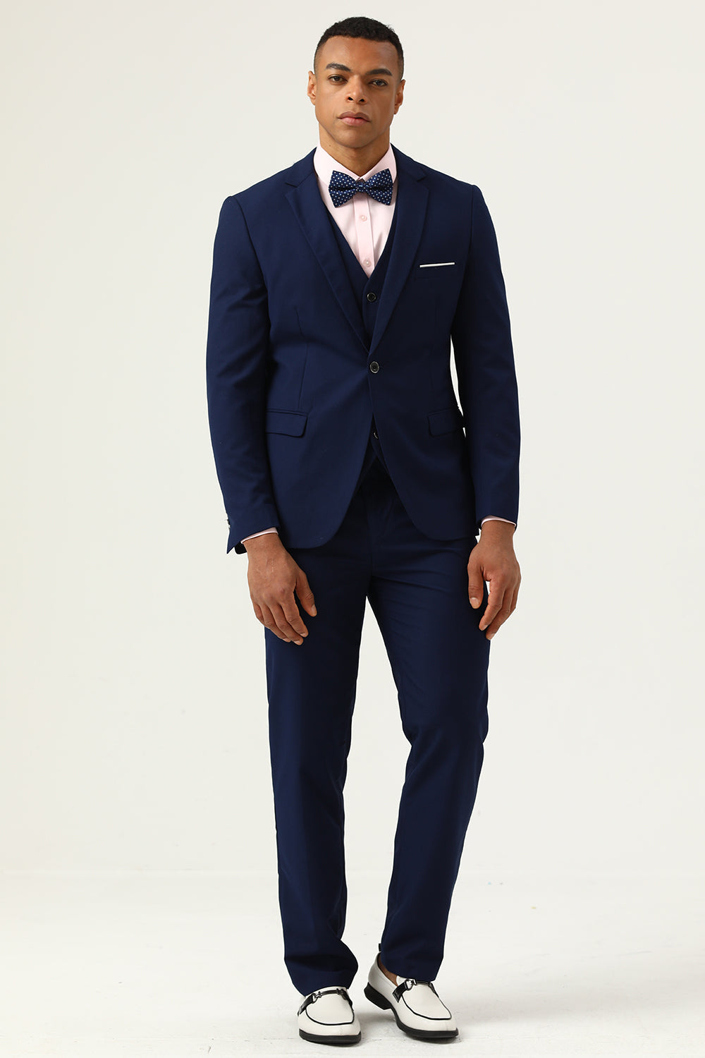 3 stk Navy Blue Slim Fit Casual smoking dresser