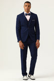 3 stk Navy Blue Slim Fit Casual smoking dresser