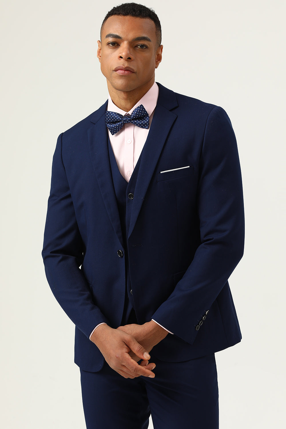3 stk Navy Blue Slim Fit Casual smoking dresser