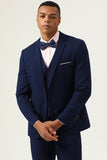 3 stk Navy Blue Slim Fit Casual smoking dresser