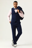 3 stk Navy Blue Slim Fit Casual smoking dresser