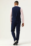 3 stk Navy Blue Slim Fit Casual smoking dresser
