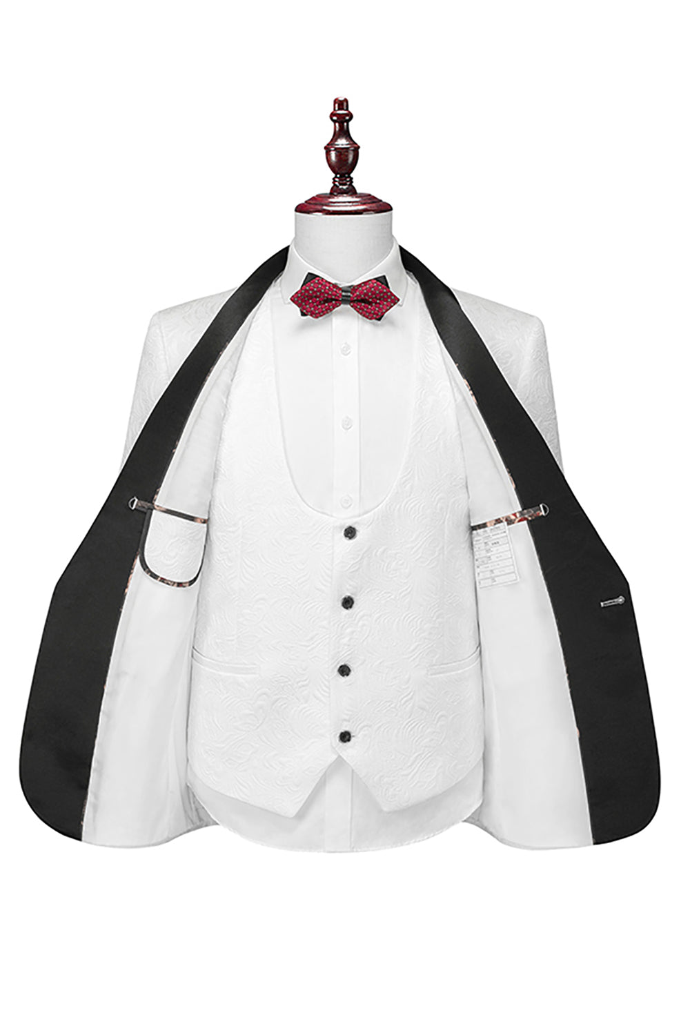 sjal lapel hvit tredelt menns dresser