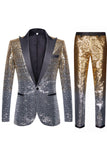 Menn 2 Piece Ombre paljetter Purple Slim Fit Notched Lapel Prom Dresser