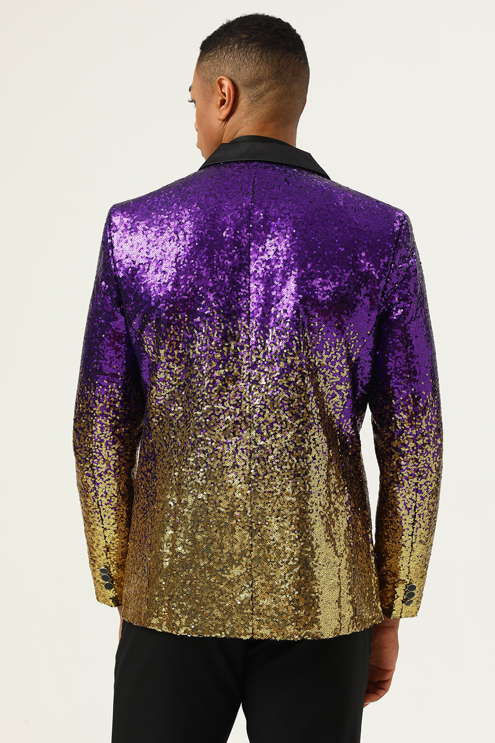Menn 2 Piece Ombre paljetter Purple Slim Fit Notched Lapel Prom Dresser