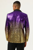 Menn 2 Piece Ombre paljetter Purple Slim Fit Notched Lapel Prom Dresser