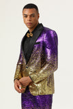 Menn 2 Piece Ombre paljetter Purple Slim Fit Notched Lapel Prom Dresser