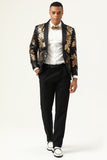 2 Piece Black og Gold Jacquard paljetter menn Prom Suits