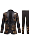 svart og gull jacquard paljetter menns 2 stykke balldresser