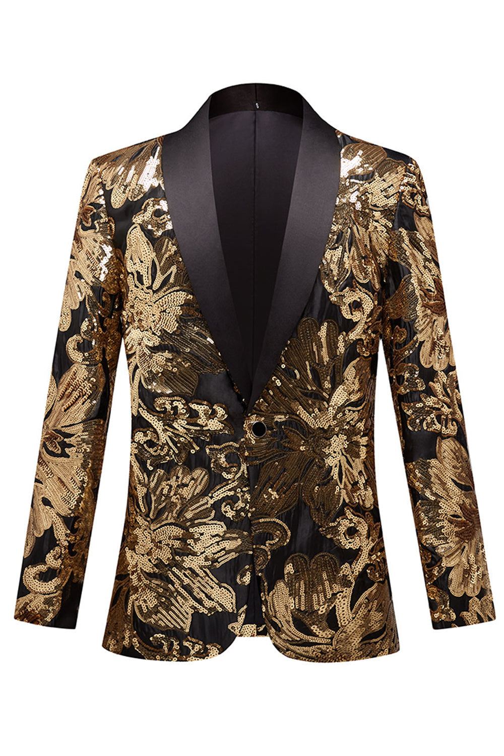 gyllen blomst formet paljetter menns blazer