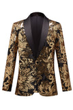 gyllen blomst formet paljetter menns blazer