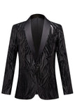 svart jacquard en knapp menn blazer