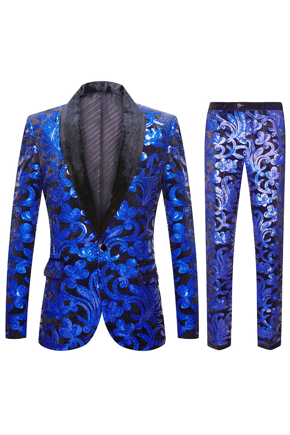 Royal Blue Paljetter Herre 2 Stk Dresser