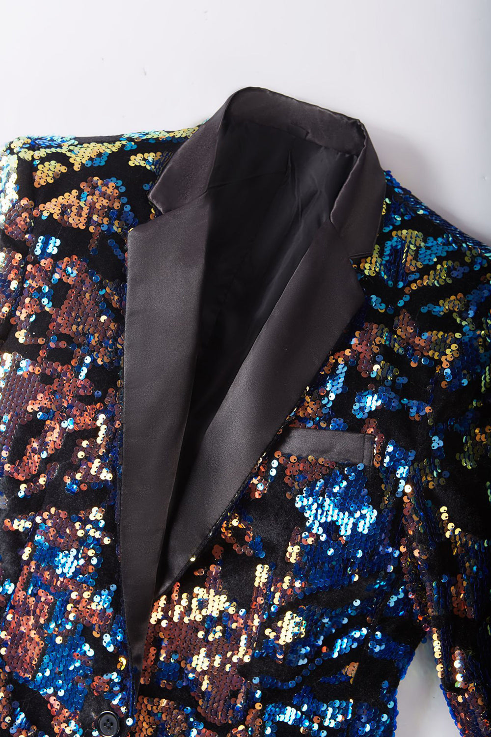 Glitrende mørkeblå paljetter herre blazer