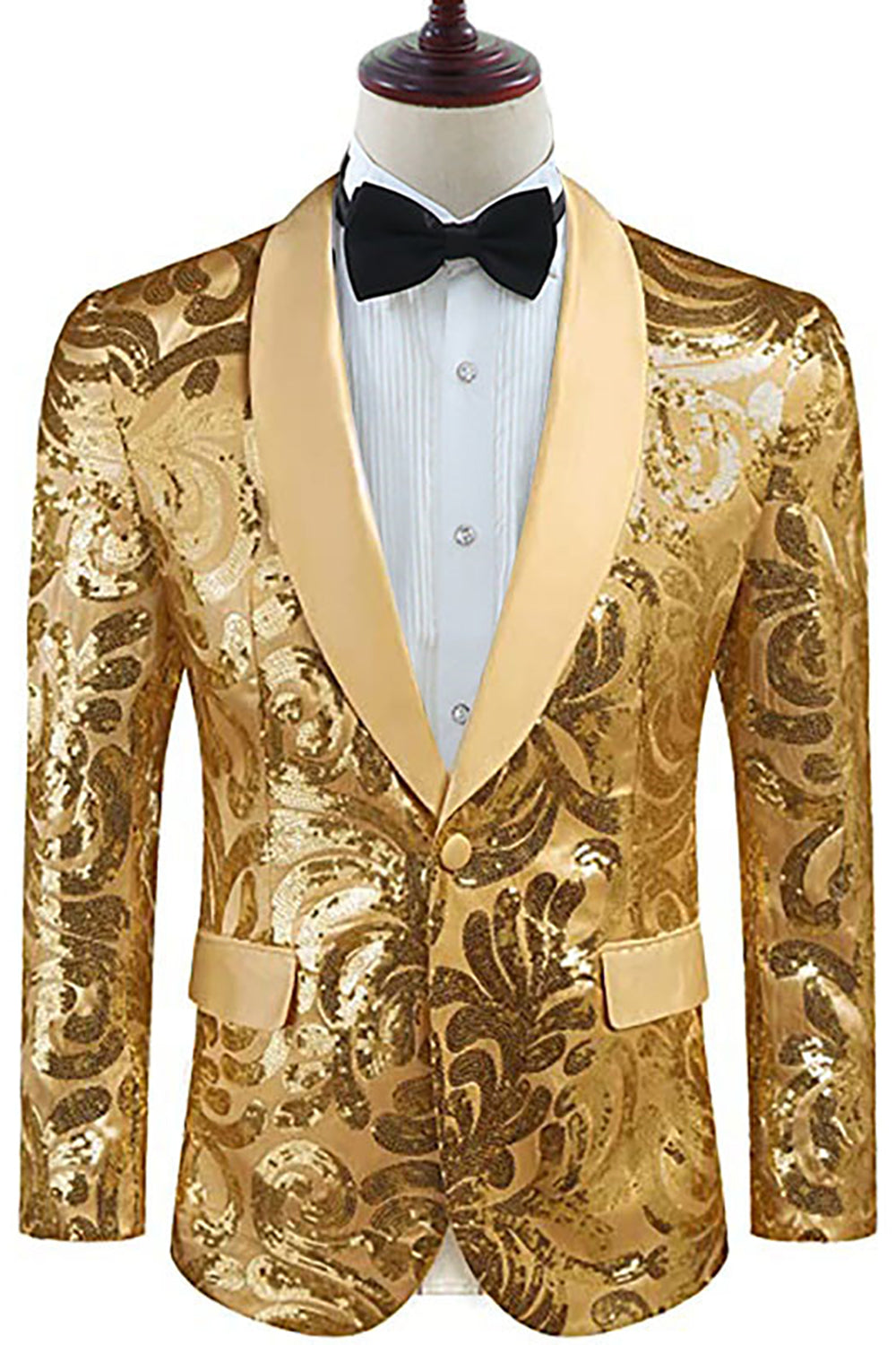 Golden Shawl Lapel Paljetter Herre Blazer