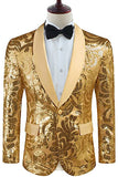 Golden Shawl Lapel Paljetter Herre Blazer