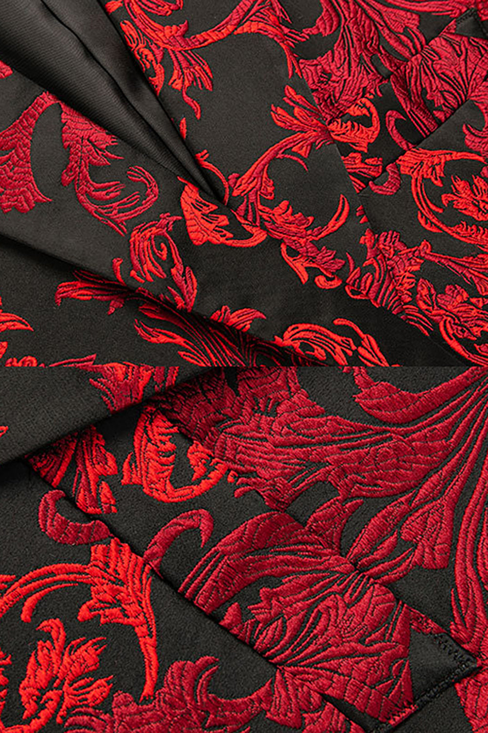 rød hakket lapel jacquard prom blazer