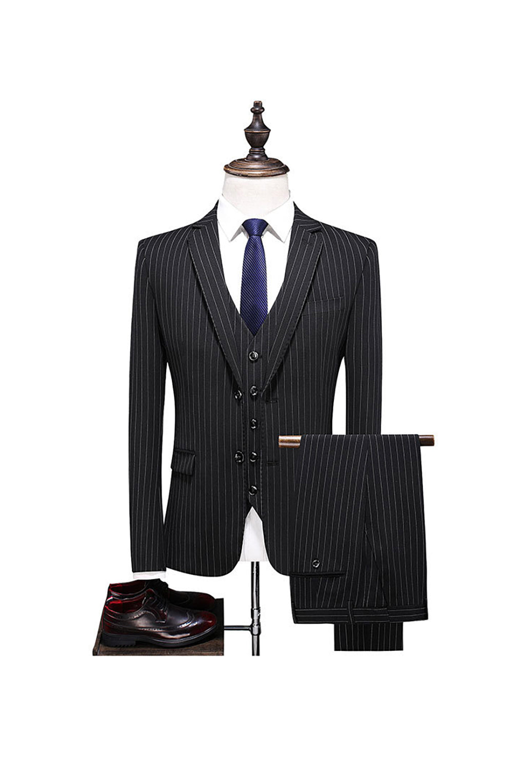 grå pinstripe hakket jakke menns 2 stk dresser