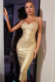 gull ermeløs bodycon cocktail kjole
