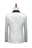 Hvit Jacquard Shawl Lapel 3 stykker menns dresser