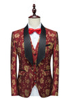 Red Jacquard Shawl Lapel 3 stykker menns dresser