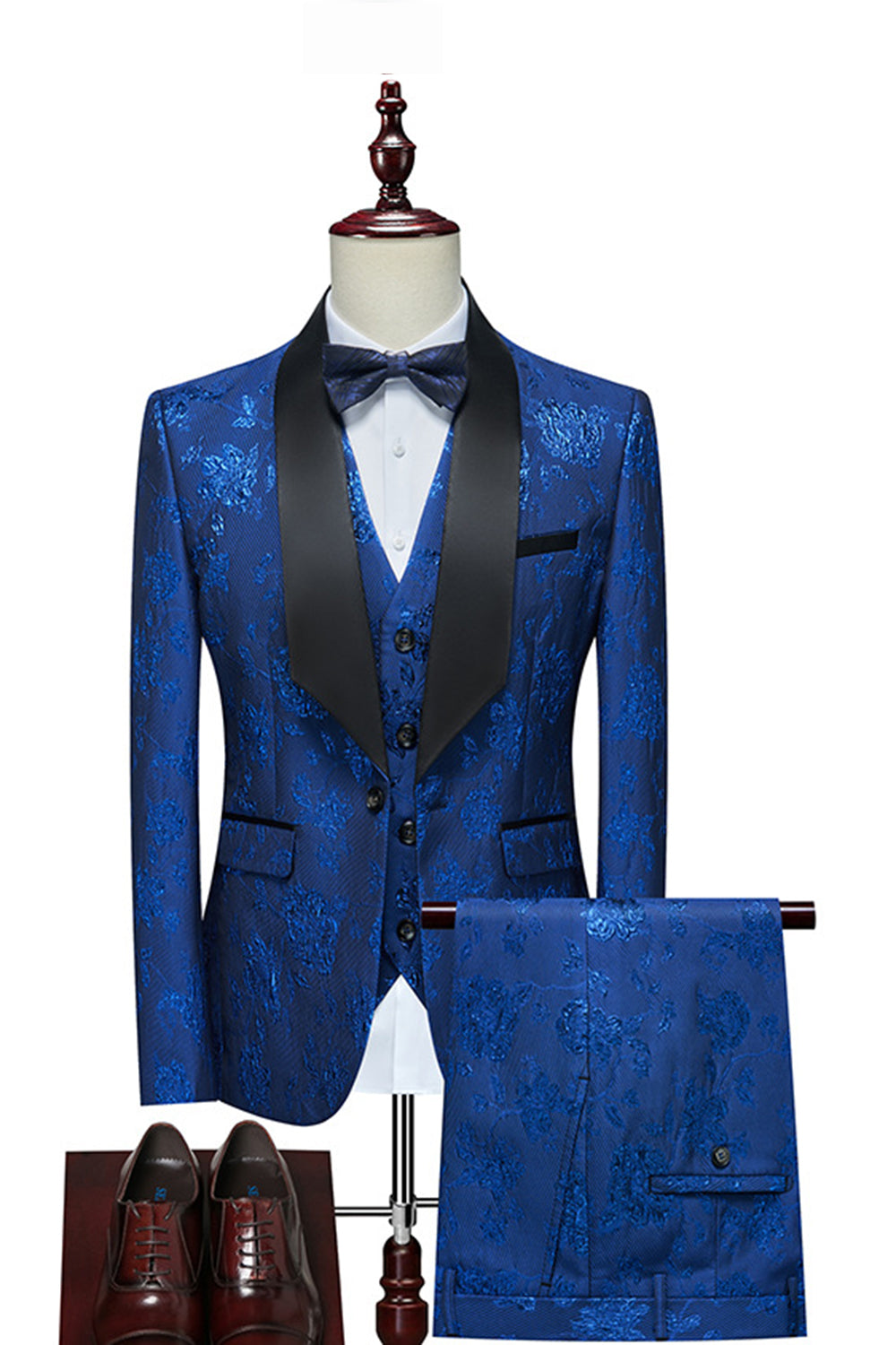 Red Jacquard Shawl Lapel 3 stykker menns dresser
